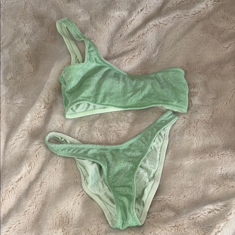 Green Shimmer Bikini Set